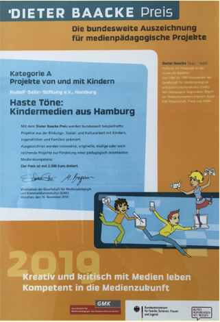 Haste-Töne erhält den Dieter Baacke-Preis 2019