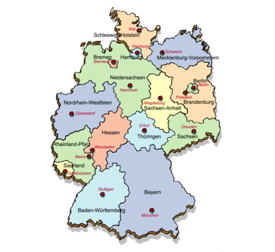 Illustration deutsche Bundesländer, (c) Stefan Eling/ Hanisauland.de