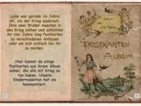 Postkarten aus dem Ersten Weltkrieg zeigen, was Propaganda bedeutet Altes Postkartenalbum