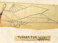 Die kleine Schwester eines 18-jährigen Soldaten zeichnete für den Bruder Zeichnung eines Flugzeuges von 1914