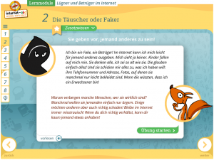 Screenshot Internet-ABC.de Lernmodul Betrüger im Internet