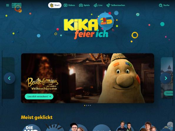 KiKA Screenshot der Webseite KiKA.de