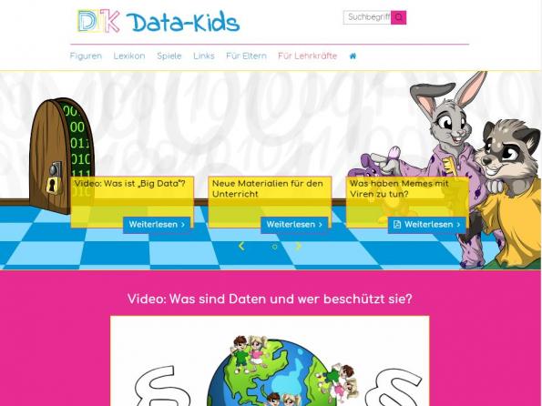 Screenshot Startseite Data-Kids Screenshot der Startseite von Data-Kids